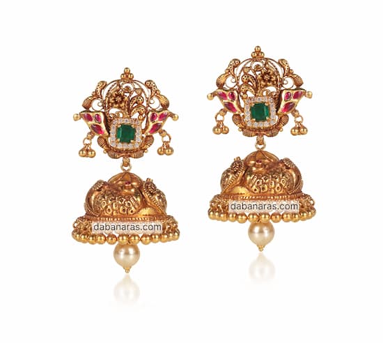 22K Gold Floral Design Earrings